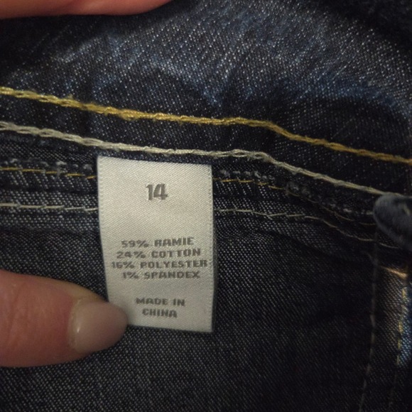 Fashion Bug Straight Leg Jeans Womens 14 Dark High Rise 3 Button Stretch - Picture 8 of 9